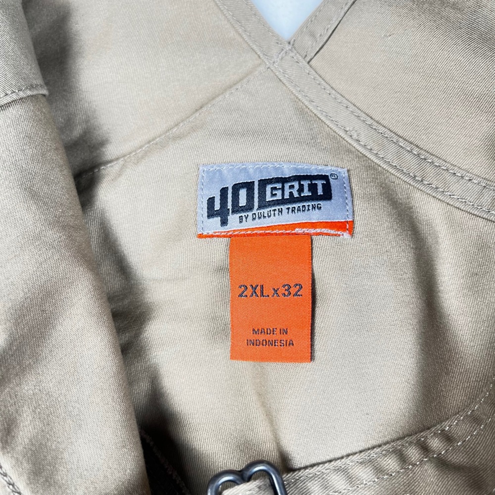Duluth Trading Co 40 Grit Flex Twill Bib Overalls Mens 2XLx32 Khaki 58417 ELW - Picture 6 of 13